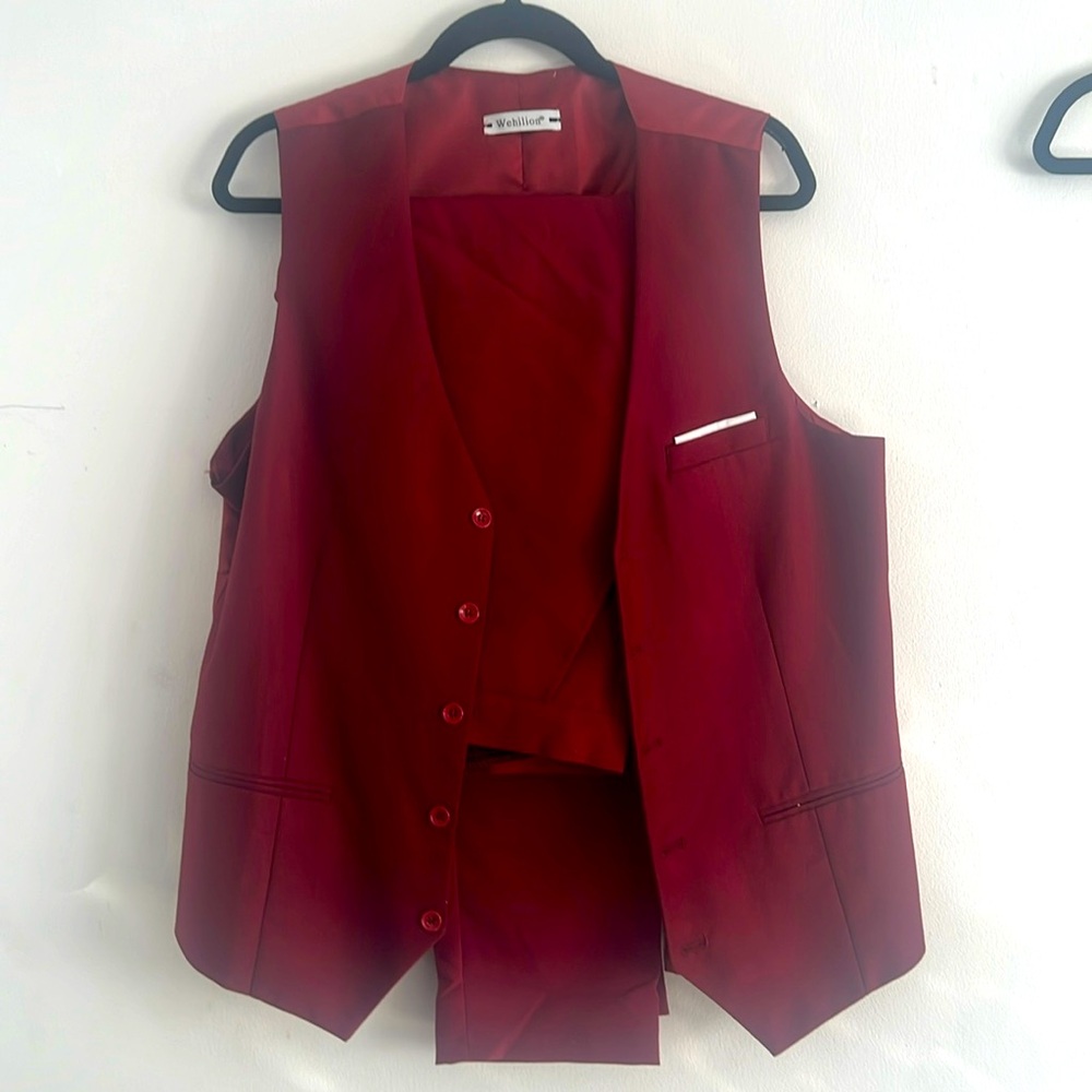 Burgundy vest and dress pants